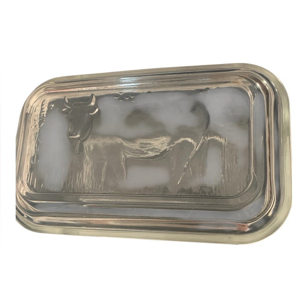 Vintage Arctic Butter Dish with Cow on Lid